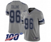 Youth Dallas Cowboys #96 Maliek Collins Limited Gray Inverted Legend 100th Season Football Jersey