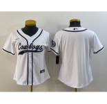 Youth Dallas Cowboys Blank White With Patch Cool Base Stitched Baseball Jersey