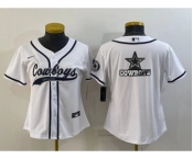 Youth Dallas Cowboys White Team Big Logo With Patch Cool Base Stitched Baseball Jersey