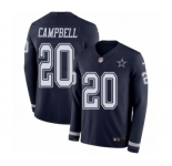Youth Nike Dallas Cowboys #20 Ibraheim Campbell Limited Navy Blue Therma Long Sleeve NFL Jersey