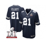 Youth Nike Dallas Cowboys #21 Ezekiel Elliott Elite Navy Blue Team Color Super Bowl LI NFL Jersey