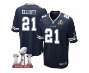 Youth Nike Dallas Cowboys #21 Ezekiel Elliott Elite Navy Blue Team Color Super Bowl LI NFL Jersey