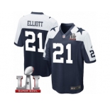 Youth Nike Dallas Cowboys #21 Ezekiel Elliott Elite Navy Blue Throwback Alternate Super Bowl LI NFL Jersey