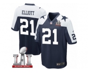 Youth Nike Dallas Cowboys #21 Ezekiel Elliott Elite Navy Blue Throwback Alternate Super Bowl LI NFL Jersey