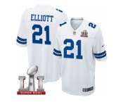 Youth Nike Dallas Cowboys #21 Ezekiel Elliott Elite White Super Bowl LI NFL Jersey