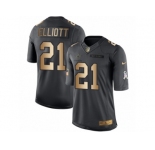 Youth Nike Dallas Cowboys #21 Ezekiel Elliott Limited Black Gold Salute to Service NFL Jersey