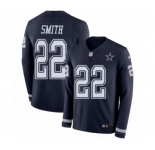 Youth Nike Dallas Cowboys #22 Emmitt Smith Limited Navy Blue Therma Long Sleeve NFL Jersey