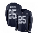 Youth Nike Dallas Cowboys #25 Xavier Woods Limited Navy Blue Therma Long Sleeve NFL Jersey