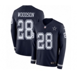Youth Nike Dallas Cowboys #28 Darren Woodson Limited Navy Blue Therma Long Sleeve NFL Jersey