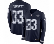 Youth Nike Dallas Cowboys #33 Tony Dorsett Limited Navy Blue Therma Long Sleeve NFL Jersey