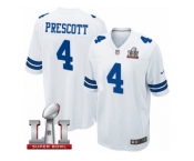 Youth Nike Dallas Cowboys #4 Dak Prescott Elite White Super Bowl LI NFL Jersey