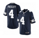 Youth Nike Dallas Cowboys #4 Dak Prescott Navy Blue Team Color NFL Jersey