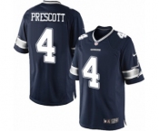 Youth Nike Dallas Cowboys #4 Dak Prescott Navy Blue Team Color NFL Jersey