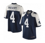 Youth Nike Dallas Cowboys #4 Dak Prescott Navy Blue Throwback Alternate NFL Jersey