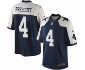 Youth Nike Dallas Cowboys #4 Dak Prescott Navy Blue Throwback Alternate NFL Jersey