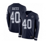 Youth Nike Dallas Cowboys #40 Bill Bates Limited Navy Blue Therma Long Sleeve NFL Jersey