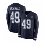Youth Nike Dallas Cowboys #49 Jamize Olawale Limited Navy Blue Therma Long Sleeve NFL Jersey