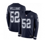 Youth Nike Dallas Cowboys #52 Connor Williams Limited Navy Blue Therma Long Sleeve NFL Jersey