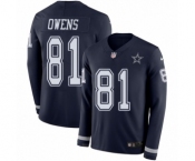 Youth Nike Dallas Cowboys #81 Terrell Owens Limited Navy Blue Therma Long Sleeve NFL Jersey