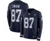 Youth Nike Dallas Cowboys #87 Geoff Swaim Limited Navy Blue Therma Long Sleeve NFL Jersey