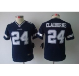 nike youth nfl jerseys dallas cowboys #24 claiborne blue[nike limited]