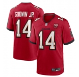 Men's Tampa Bay Buccaneers Chris #14  Godwin jr Red 2025 50th Anniversary Patch Game Football Jersey