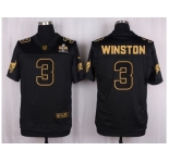 Nike Tampa Bay Buccaneers #3 Jameis Winston Black Pro Line Gold Collection Jersey[Elite]