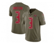 Men Nike Tampa Bay Buccaneers #3 Jameis Winston Limited Olive 2017 Salute to Service NFL Jerse
