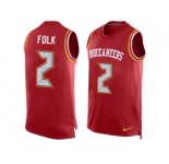 Men's Nike Tampa Bay Buccaneers #2 Nick Folk Limited Red Player Name & Number Tank Top NFL Jersey