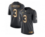 Men's Nike Tampa Bay Buccaneers #3 Jameis Winston Limited Black Gold Salute to Service NFL Jersey