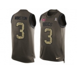 Men's Nike Tampa Bay Buccaneers #3 Jameis Winston Limited Green Salute to Service Tank Top NFL Jersey