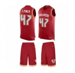 Men's Nike Tampa Bay Buccaneers #47 John Lynch Limited Red Tank Top Suit NFL Jersey