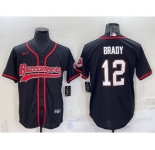Men's Tampa Bay Buccaneers #12 Tom Brady Black Cool Base Stitched Baseball Jersey