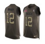Men's Tampa Bay Buccaneers #12 Tom Brady Green Limited Salute To Service Tank Top Jersey