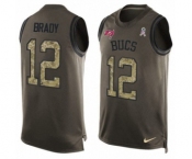 Men's Tampa Bay Buccaneers #12 Tom Brady Green Limited Salute To Service Tank Top Jersey