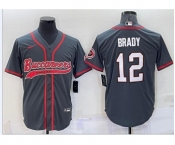Men's Tampa Bay Buccaneers #12 Tom Brady Grey Stitched Cool Base Nike Baseball Jersey