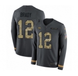 Men's Tampa Bay Buccaneers #12 Tom Brady Limited Black Salute to Service Therma Long Sleeve Football Jersey