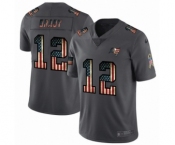 Men's Tampa Bay Buccaneers #12 Tom Brady Limited Black USA Flag 2019 Salute To Service Football Jersey