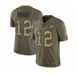 Men's Tampa Bay Buccaneers #12 Tom Brady Limited Olive Camo 2017 Salute to Service Football Jersey