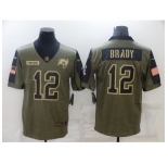 Men's Tampa Bay Buccaneers #12 Tom Brady Nike Olive 2021 Salute To Service Limited Player Jersey