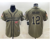 Men's Tampa Bay Buccaneers #12 Tom Brady Olive 2022 Salute To Service Cool Base Stitched Baseball Jersey