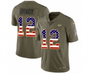 Men's Tampa Bay Buccaneers #12 Tom Brady Olive USA Flag Limited 2017 Salute To Service Jersey