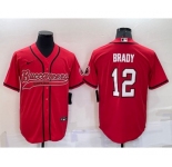 Men's Tampa Bay Buccaneers #12 Tom Brady Red Stitched Cool Base Nike Baseball Jersey