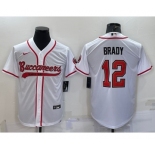 Men's Tampa Bay Buccaneers #12 Tom Brady White Cool Base Stitched Baseball Jersey