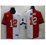 Men's Tampa Bay Buccaneers #12 Tom Brady White Red Bowl C LV Limited Split Fashion Football Jersey