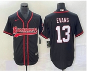 Men's Tampa Bay Buccaneers #13 Mike Evans Black With Patch Cool Base Stitched Baseball Jersey