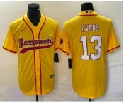 Men's Tampa Bay Buccaneers #13 Mike Evans Gold With Patch Cool Base Stitched Baseball Jersey
