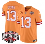 Men's Tampa Bay Buccaneers #13 Mike Evans Orange F.U.S.E. 2024 NFC South Champions With 4-Star C Patch Limited Stitched Jersey