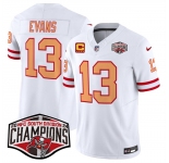 Men's Tampa Bay Buccaneers #13 Mike Evans White F.U.S.E. 2024 NFC South Champions With 4-Star C Patch Limited Stitched Jersey