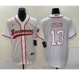 Men's Tampa Bay Buccaneers #13 Mike Evans White With Patch Cool Base Stitched Baseball Jersey